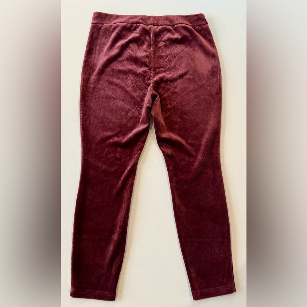 Nanette Lepore Crushed Velvet Ribbed Burgundy Red Leggings Extra Large - Picture 9 of 10